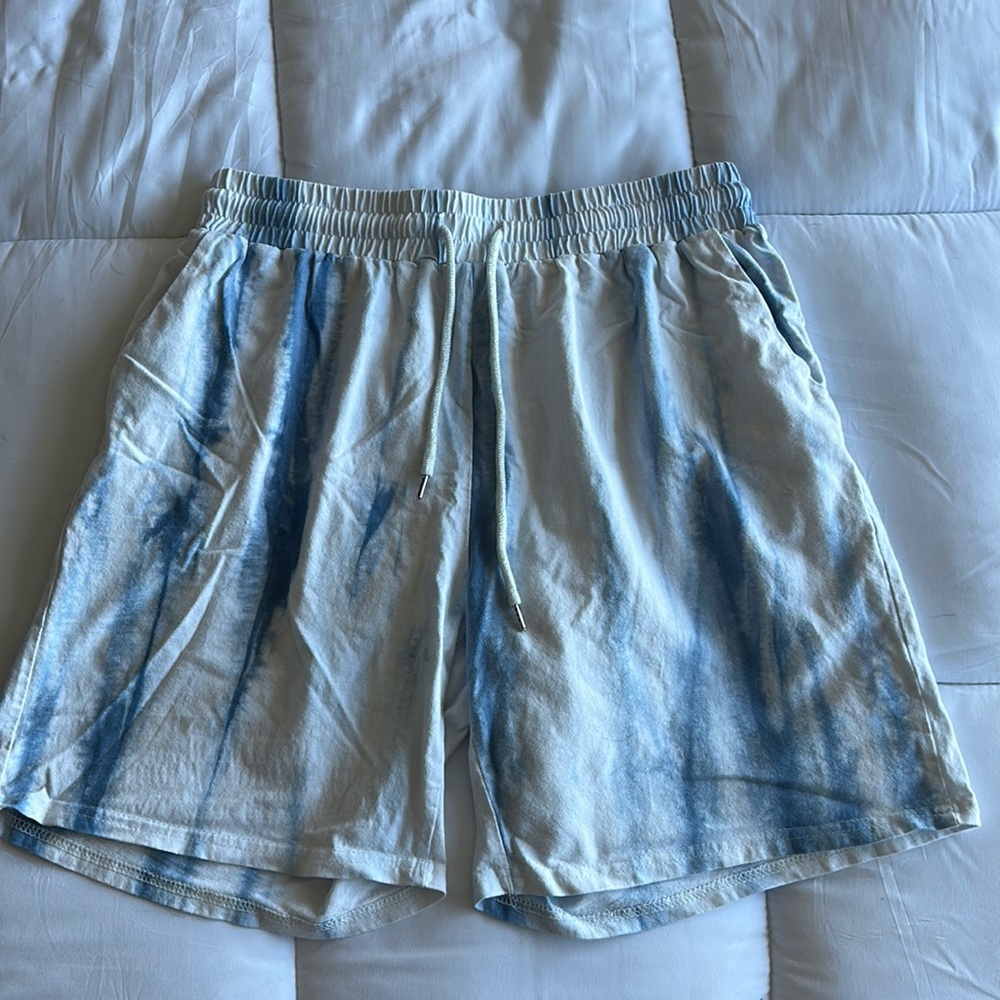 Men’s Blue tie dye Linen shorts